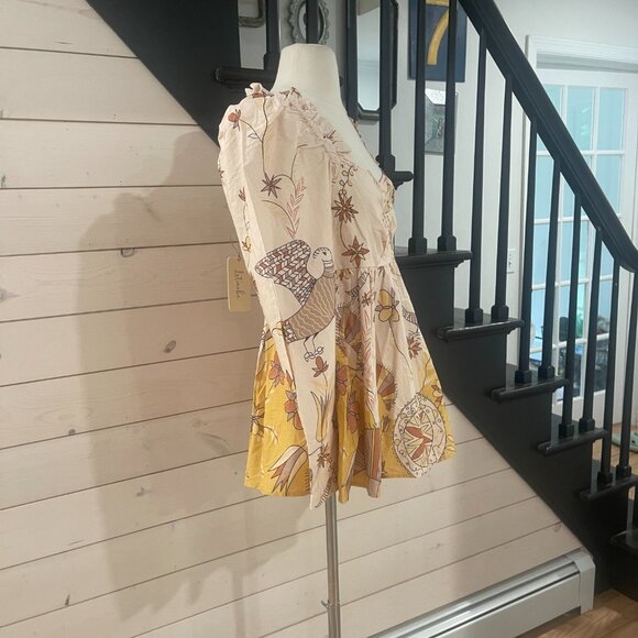 02 Anthropologie Let Me Be poplin babydoll blouse NWT Size Medium - Picture 6 of 11